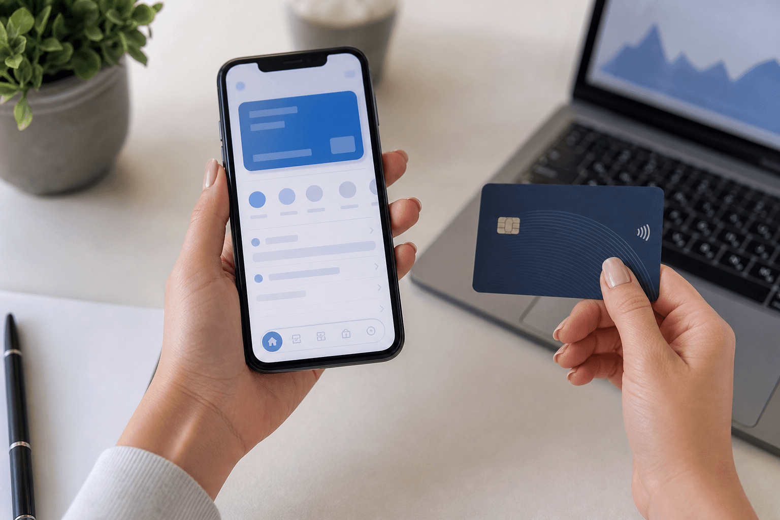 Modernes Banking-Motiv mit Karte und Finanzunterlagen
