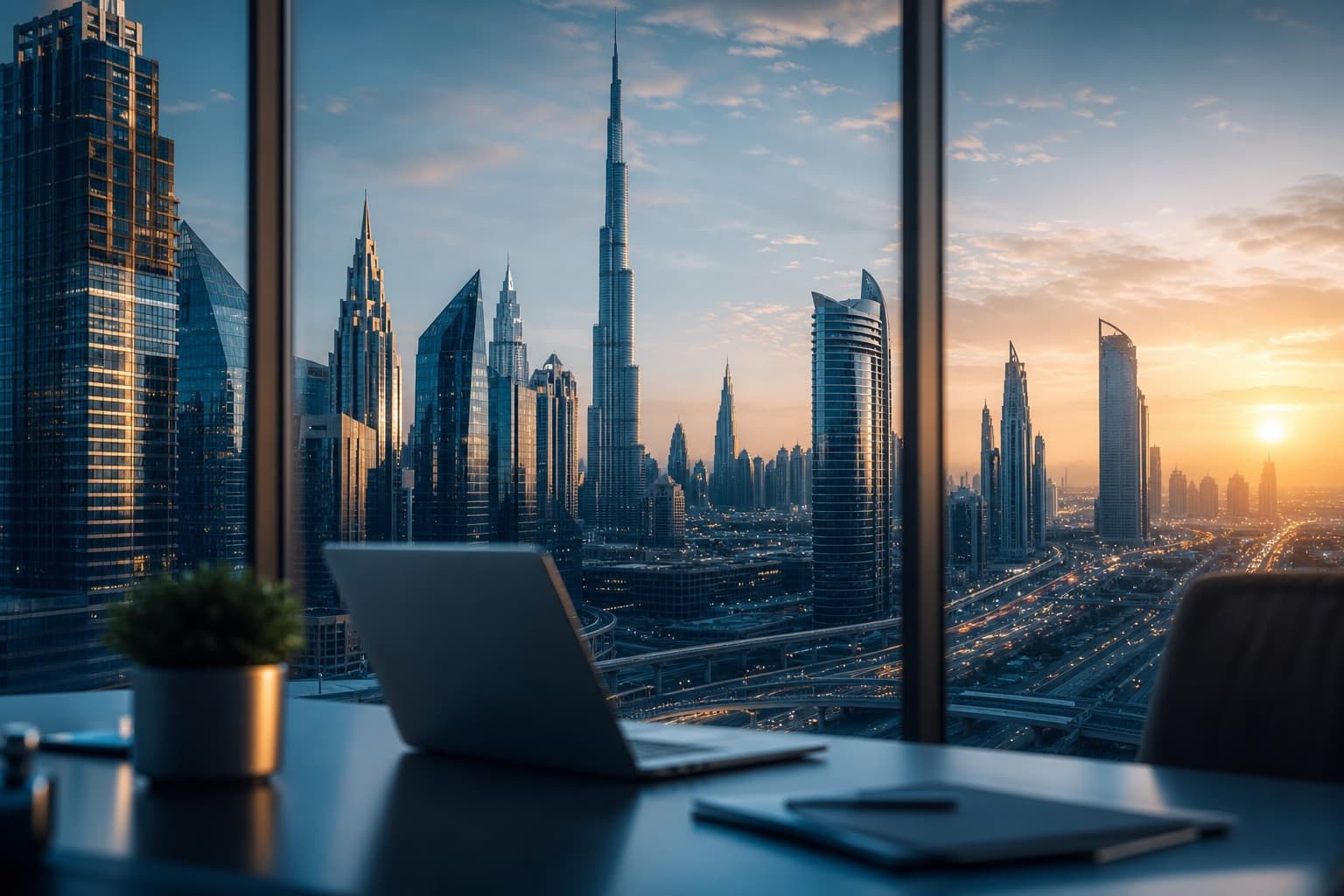 Dubai business district symbolising low-tax business